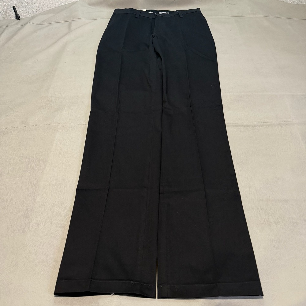 New Wrangler Riata Men Relax Fit Flat Front Pant Western Rodeo Black 29x36-6310